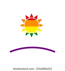 Sunrise and sunset icon. Rainbow gay LGBT rights colored Icon at white Background. Illustration.