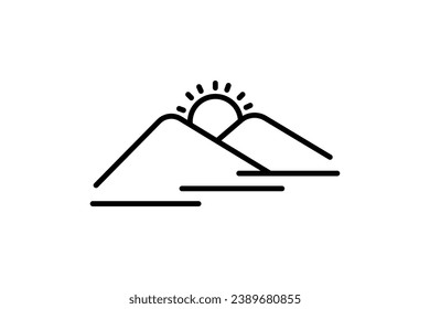 sunrise or sunset icon. icon related to nature, calming, meditation. line icon style. simple vector design editable