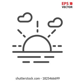 Sunrise and sunset icon. Sun shining at beach, vector and illustration logo isolated on white background. Weather Forecast Icon concept. Eps 10 vector illustration.