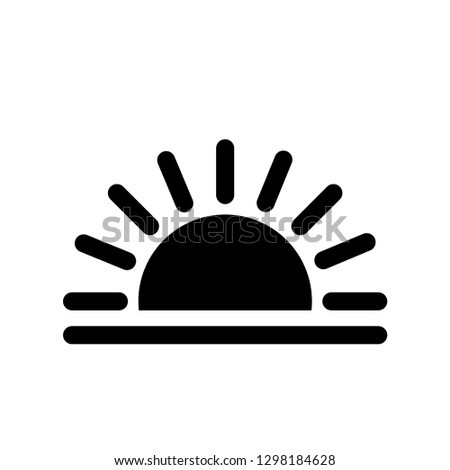 Sunrise and sunset icon. Sun shining at beach, vector and illustration logo isolated on white background