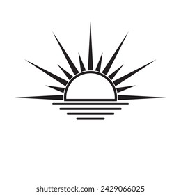 Sunrise, Sunset icon vector, silhouette. Sunrise icon simple flat vector illustration for web site, logo,  app. Vector illustration of sunrise, sunset.