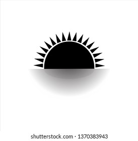 sunrise and sunset logo with black or white sun silhouette on the sea background of tropical horizon