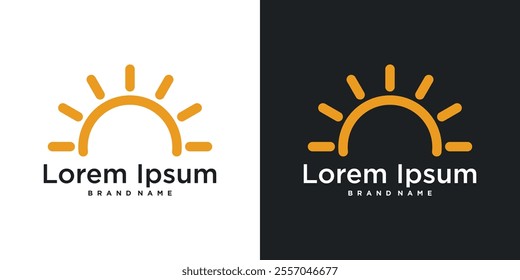 Sunrise or sunset logo design with linear style. Premium Vector