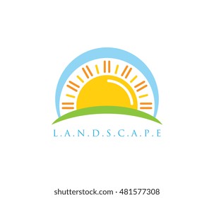 Sunrise or sunset logo. Panorama