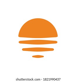 Sunrise or sunset logo with reflected light.