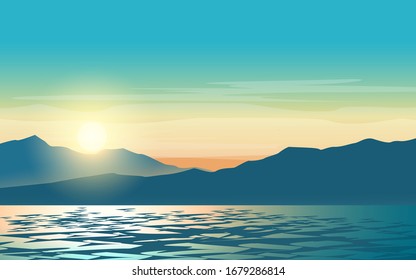 Sunrise or sunset over the sea with clouds and colorful sky