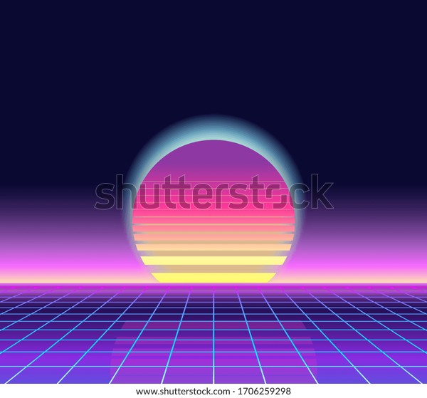 Sunrise Sunset Retrowave Synthwave Rave Vapor Stock Vector (Royalty ...