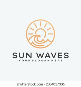 sunrise, sunset and sea water logo