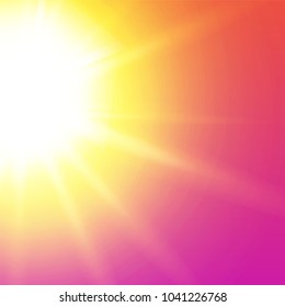 Sunrise or sunset sky. Very bright optimistic  summer sun in beautiful sky. Premium quality illustration for your design.