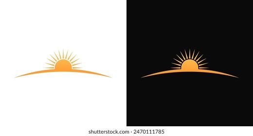 Sunrise sunset sun logo vector horizon sun shine sun light symbol