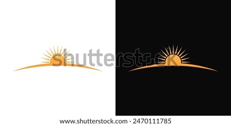 Sunrise sunset sun logo vector horizon sun shine sun light symbol