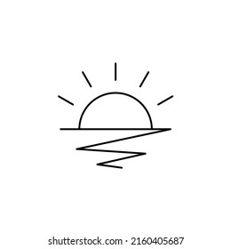 Sunrise, Sunset, Sun Thin Line Icon Vector Illustration Logo Template. Suitable For Many Purposes.