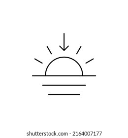 Sunrise, Sunset, Sun Thin Line Icon Vector Illustration Logo Template. Suitable For Many Purposes.