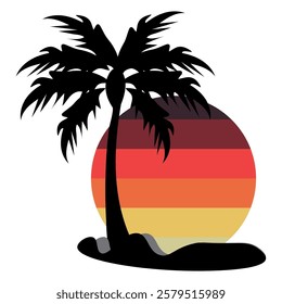 sunrise and sunset time with palm tree t-shirt design vector art.