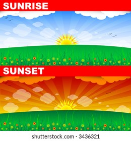 SUNRISE AND SUNSET (vector)