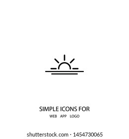 The sunrise and sunset vector icon. The morning rise symbol. The isolated sign .