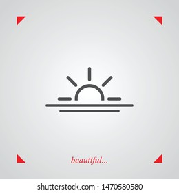 The sunrise and sunset vector icon. The morning rise symbol. The isolated sign .