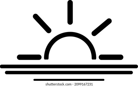 Icono del vector de salida del sol y puesta del sol. El símbolo de ascenso matutino...5.º escalada