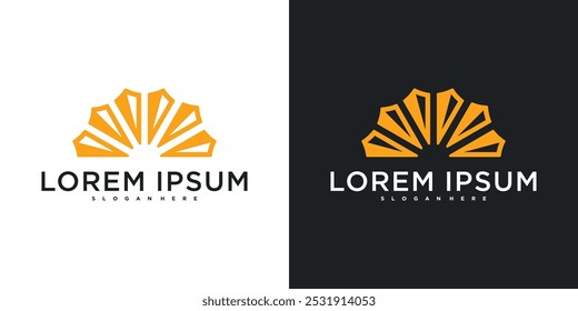 Sunrise sunshine logo template. Sun design. Premium Vector