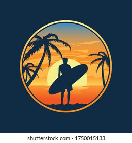sunrise and surf premium vector