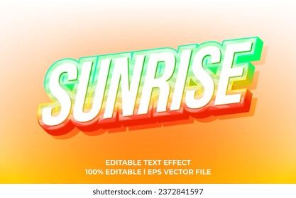 Sunrise text effect editable video cover and banner text style, 3d typography template