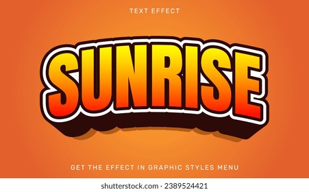 Sunrise text effect template in 3d design