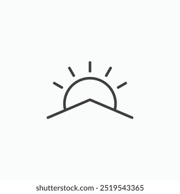 Sunrise thin liner icon isolated
