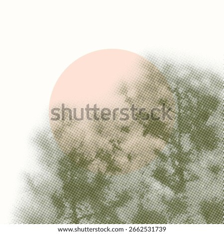 sunrise in tree Halftone background. Halftone effect. Vector halftone pattern.
