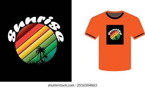 projeto da camisa da tipografia do nascer do sol