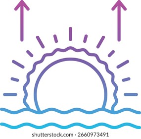 Sonnenaufgang, Vektorsymbol. Kann für Druck-, Mobil- und Web-Anwendungen verwendet werden.