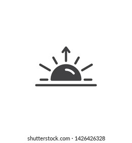 Sunrise vector icon. filled flat sign for mobile concept and web design. Rising sun and arrow up glyph icon. Summer weather symbol, logo illustration. Vector graphics