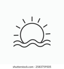 Sunrise vector icon isolated in black line