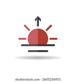 Sunrise vector icon. Meteorology sign. Graph symbol for travel, tourism and weather web site and apps design, logo, app, UI