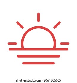 Sunrise vector icon. Red symbol