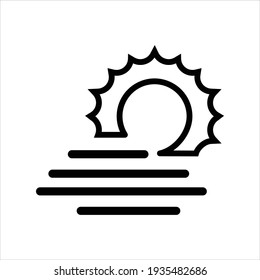 Sonnenaufgang, Vektorsymbol, Sommersymbol. Moderne, einfache flache Vektorgrafik für Webseiten oder mobile App, Sun- und Meerwasserliniensymbol. lineares Stilzeichen für mobiles Konzept und Webdesign