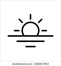 Sonnenaufgang, Vektorsymbol, Sommersymbol. Moderne, einfache flache Vektorgrafik auf weißem Hintergrund