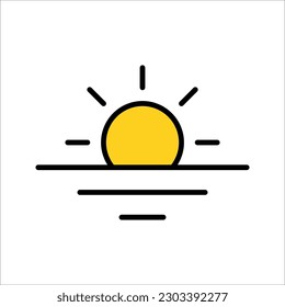 Sunrise vector icon, summer symbol. Modern, simple flat vector illustration on white background