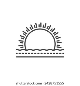 Sunrise Vector Line Icon Illustration.