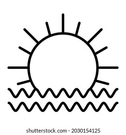 Sunrise Vector Outline Icon Isolated On White Background
