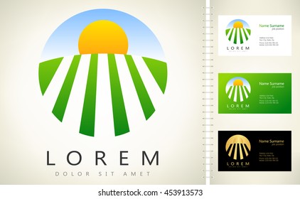 sunrise vector, sun on field logo