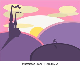 Sunrise view with a castle 