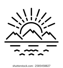 Sunrise view icon in linear style 