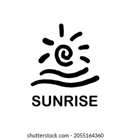 Sunrise with wave, Design element for logo, poster, card, banner, emblem, t shirt. Vector illustration