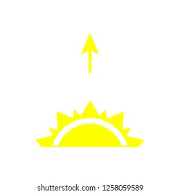 Sunrise weather icon. Flat vector illustration. Yellow symbol isolated on white background for print or web.