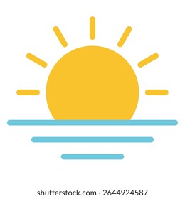 Sunrise Weather Icon – Flat Yellow Sun with Blue Light
