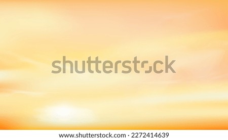 Sunrise with Yellow Sky and Cloud with bright light in Morning,Sunset Sky on Springtime,Vector horizon Golden hours with Orange Sky in Evening Summer,Beautiful natural banner for all Season background