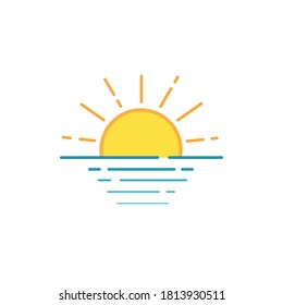 Sunrise-Sunset by the Sea Flat Vector Icon