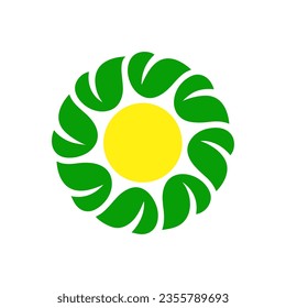 the sun's abstract logo combined with circular leaves, this logo is suitable for industries engaged in the solar power sector