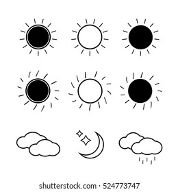 Suns collection on white background
