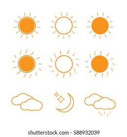 Suns collection on white background. illustration